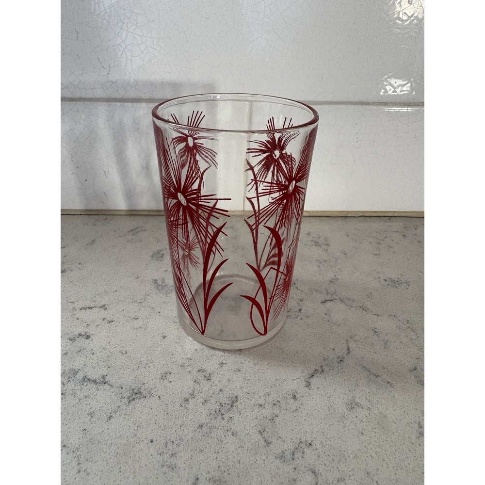 VTG Swanky Swig Kraft Cheese Spread Juice‎ Glass Red Cornflower 5oz